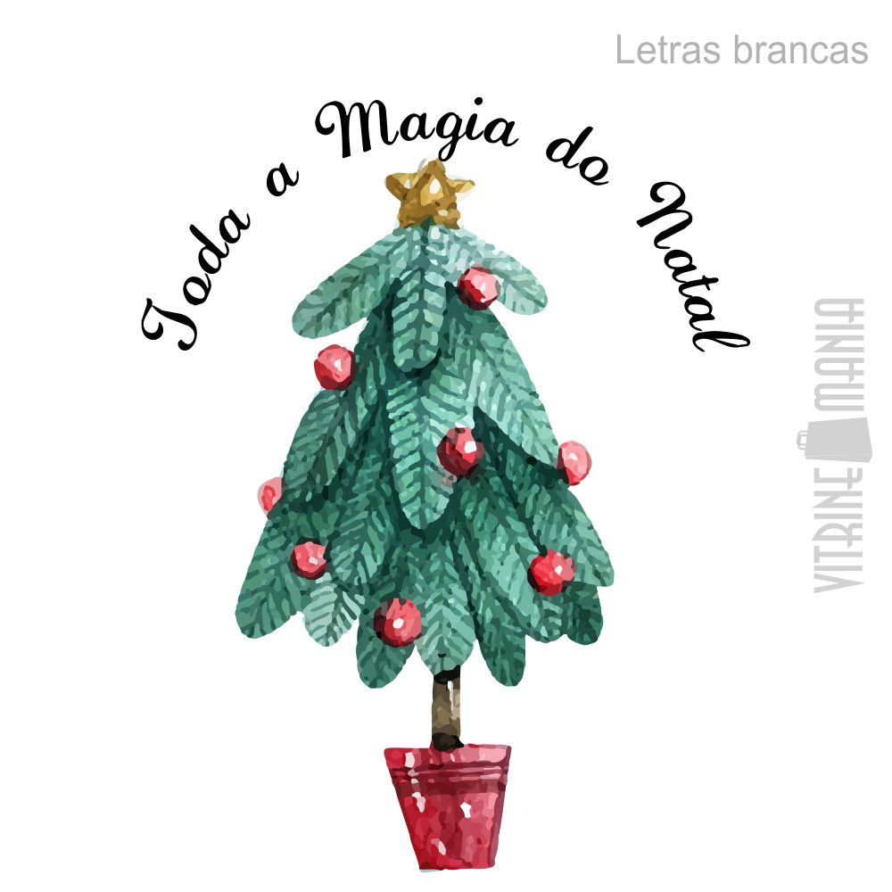 Adesivo de vitrine Natal Árvore de Natal Aquarela » Vitrine Mania